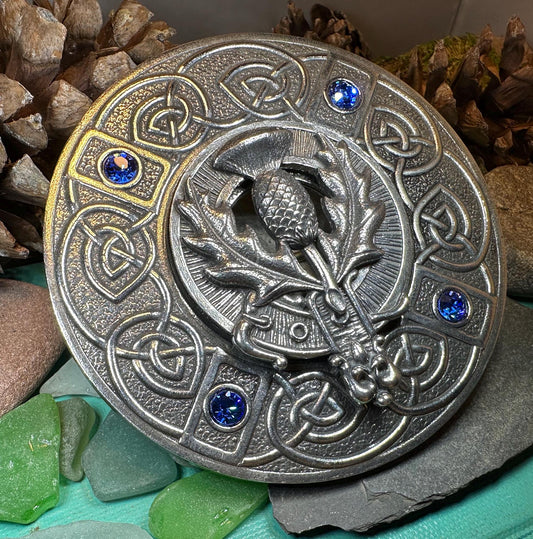 Scottish Pride Thistle Plaid Pin - Handmade in Scotland