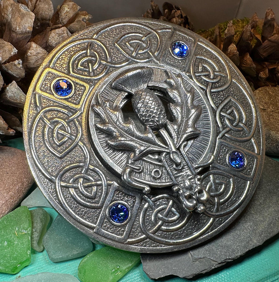 Scottish Pride Thistle Plaid Pin - Handmade in Scotland