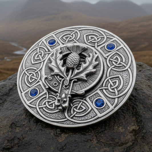 Scottish Pride Thistle Plaid Pin - Handmade in Scotland