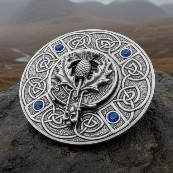 Scottish Pride Thistle Plaid Pin - Handmade in Scotland