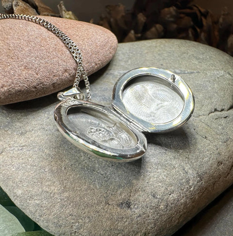 Load image into Gallery viewer, Irish Claddagh Locket Necklace in Sterling Silver
