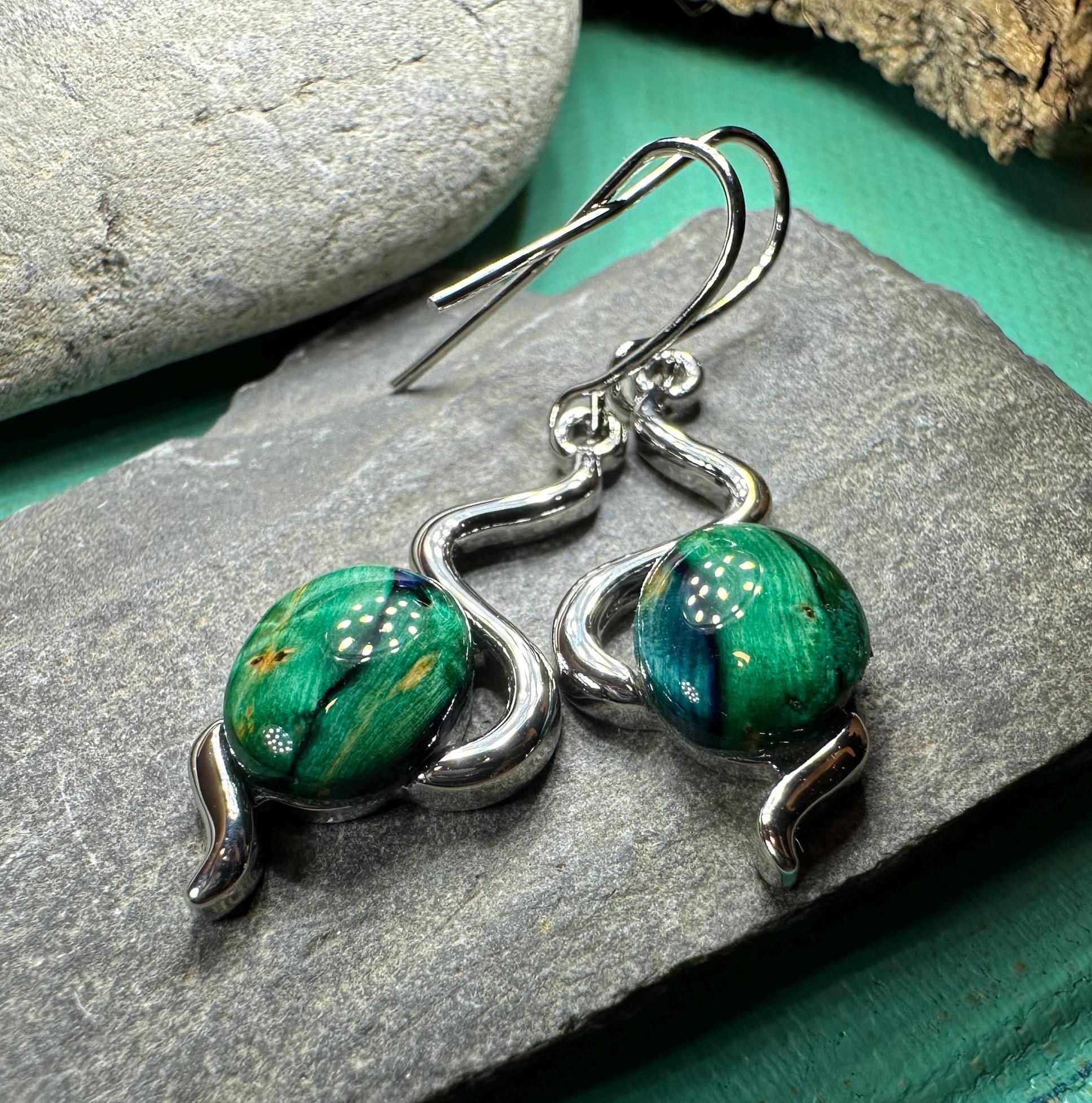 Celtic Knot Earrings, Scotland Jewelry, Heathergem Earrings, Outlander Jewelry, Celtic Jewelry, Irish Jewelry, Wiccan Jewelry, Heather Gem