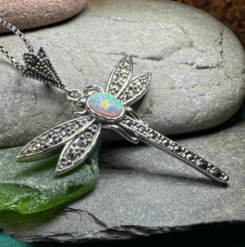 Load image into Gallery viewer, Opal Dragonfly Necklace
