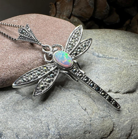 Load image into Gallery viewer, Opal Dragonfly Necklace
