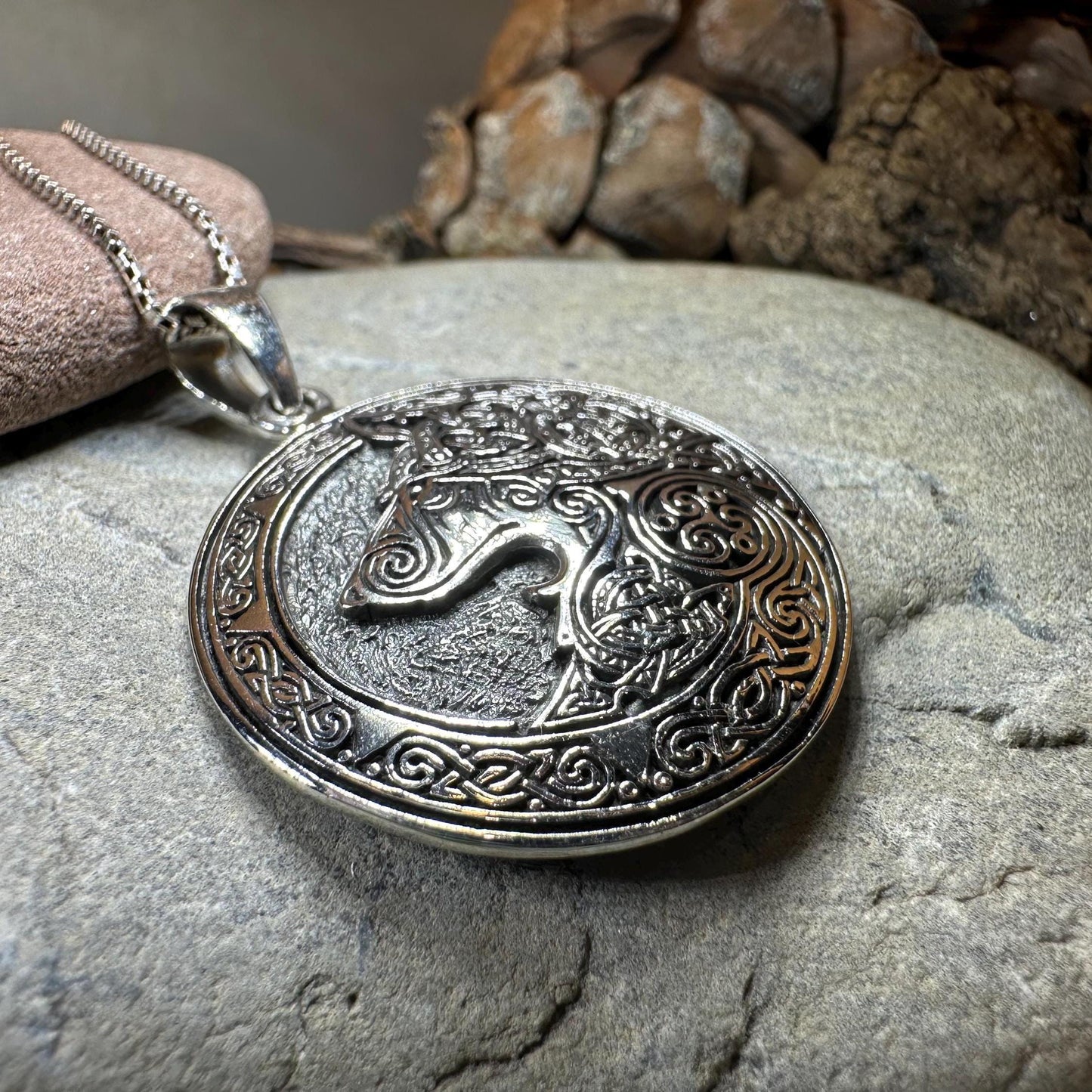 Wolf Necklace, Celtic Jewelry, Norse Pendant, Pagan Viking Jewelry, Celtic Knot Jewelry, Animal Jewelry, Direwolf Jewelry, Forest Animal