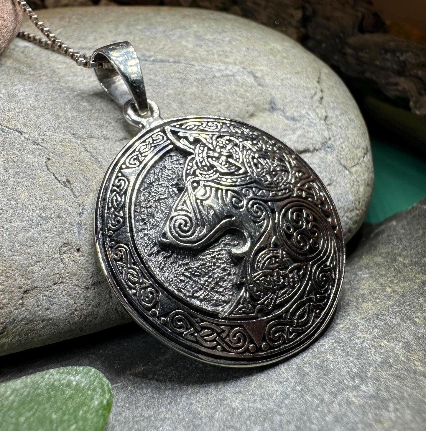 Wolf Necklace, Celtic Jewelry, Norse Pendant, Pagan Viking Jewelry, Celtic Knot Jewelry, Animal Jewelry, Direwolf Jewelry, Forest Animal