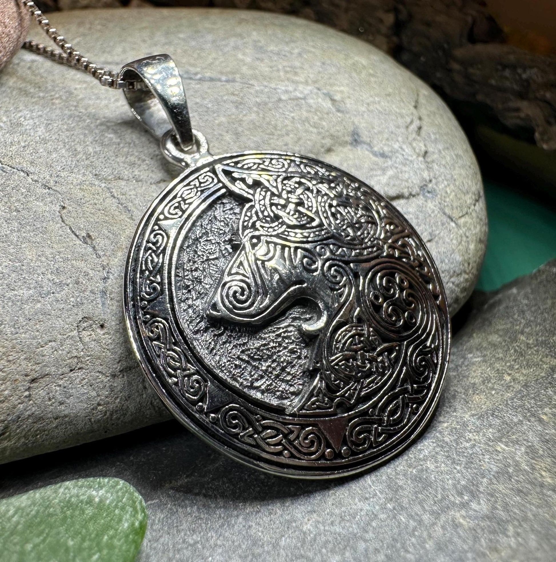 Wolf Necklace, Celtic Jewelry, Norse Pendant, Pagan Viking Jewelry, Celtic Knot Jewelry, Animal Jewelry, Direwolf Jewelry, Forest Animal