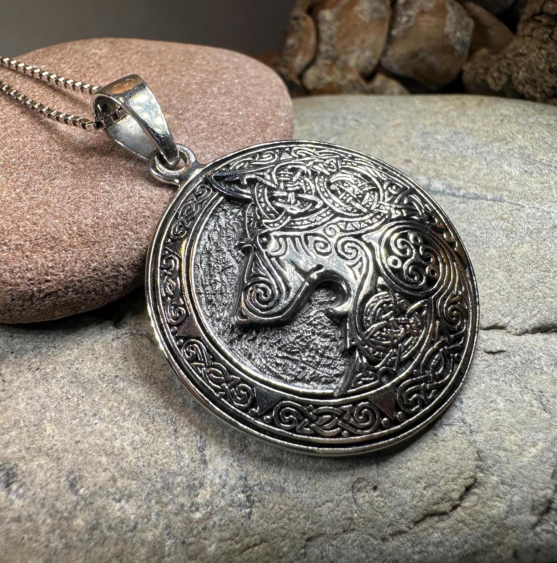Wolf Necklace, Celtic Jewelry, Norse Pendant, Pagan Viking Jewelry, Celtic Knot Jewelry, Animal Jewelry, Direwolf Jewelry, Forest Animal