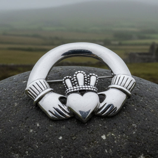 Emblem Pewter Irish Claddagh Brooch