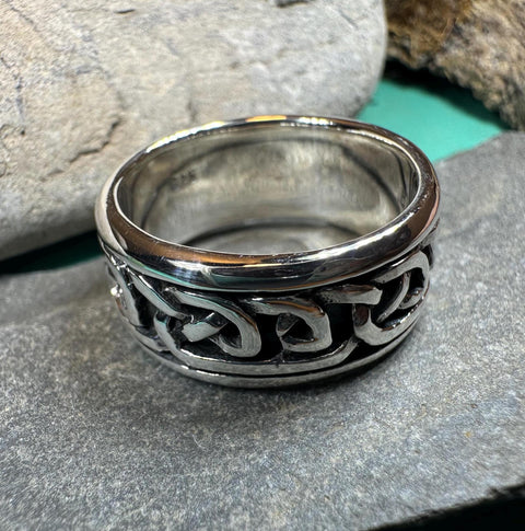 Load image into Gallery viewer, Celtic Ring, Irish Wedding Ring, Silver Scottish Ring, Large Irish Ring, Promise Ring, Anniversary Gift, Wedding Band, Ireland Gift

