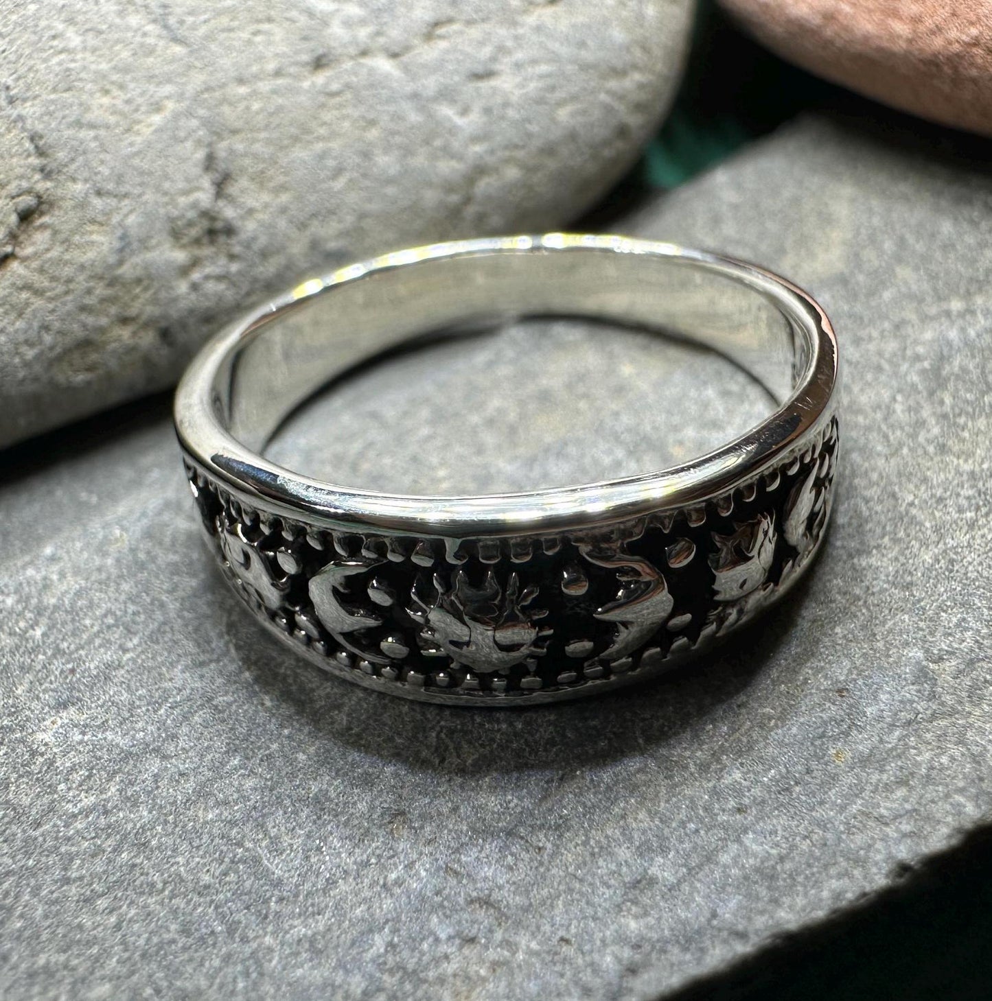 Crescent Moon Ring, Astronomy Ring, Celestial Ring, Outer Space Jewelry, Sun Ring, Science Lover Gift, Wiccan Jewelry, Boho Ring, Mom Gift