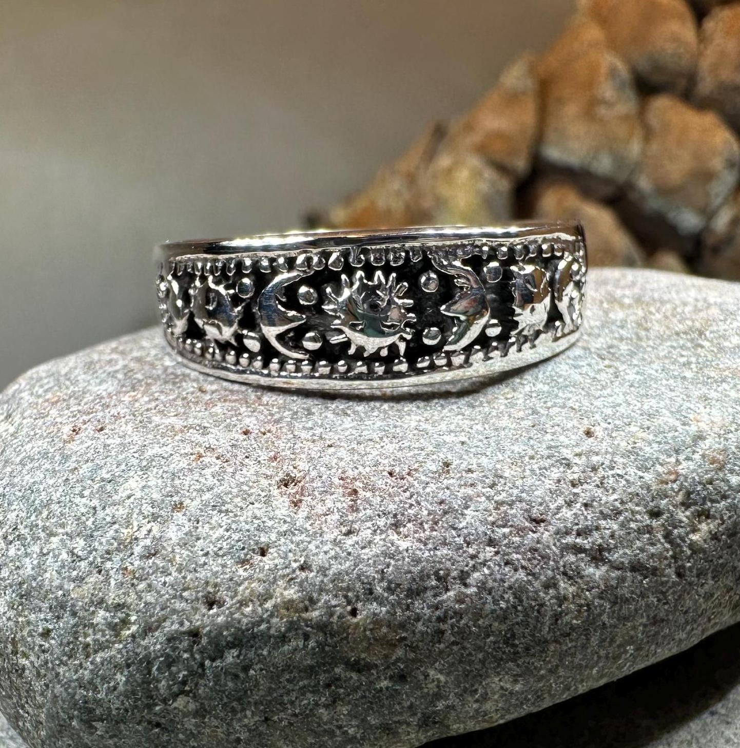 Crescent Moon Ring, Astronomy Ring, Celestial Ring, Outer Space Jewelry, Sun Ring, Science Lover Gift, Wiccan Jewelry, Boho Ring, Mom Gift