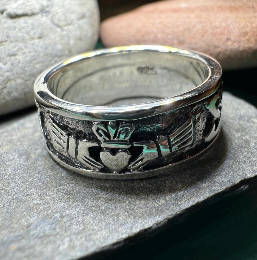 Celtic Ring, Irish Wedding Ring, Ireland Ring, Claddagh Ring, Irish Ring, Promise Ring, Anniversary Gift, Silver Wedding Band, Ireland Gift