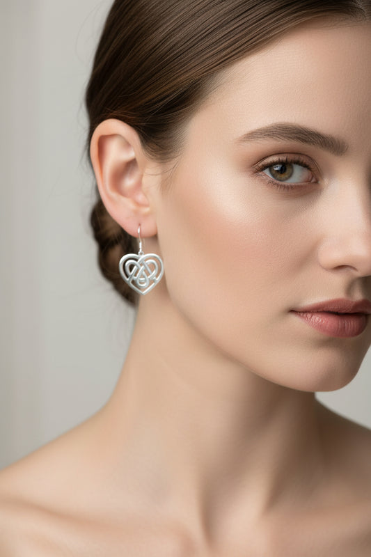 Heart Earrings, Irish Jewelry, Celtic Jewelry, Scotland Jewelry, Love Knot Jewelry, Anniversary Gift, Mom Gift, Wife Gift, Celtic Knot Gift