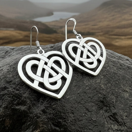 Heart Earrings, Irish Jewelry, Celtic Jewelry, Scotland Jewelry, Love Knot Jewelry, Anniversary Gift, Mom Gift, Wife Gift, Celtic Knot Gift