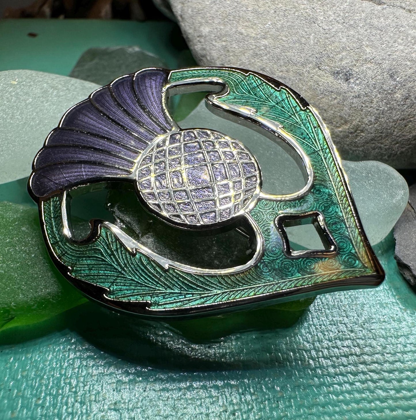 Thistle Brooch, Celtic Jewelry, Scottish Jewelry, Scotland Jewelry, Thistle Gift, Outlander Brooch, Enamel Jewelry, Celtic Pin, Wife Gift