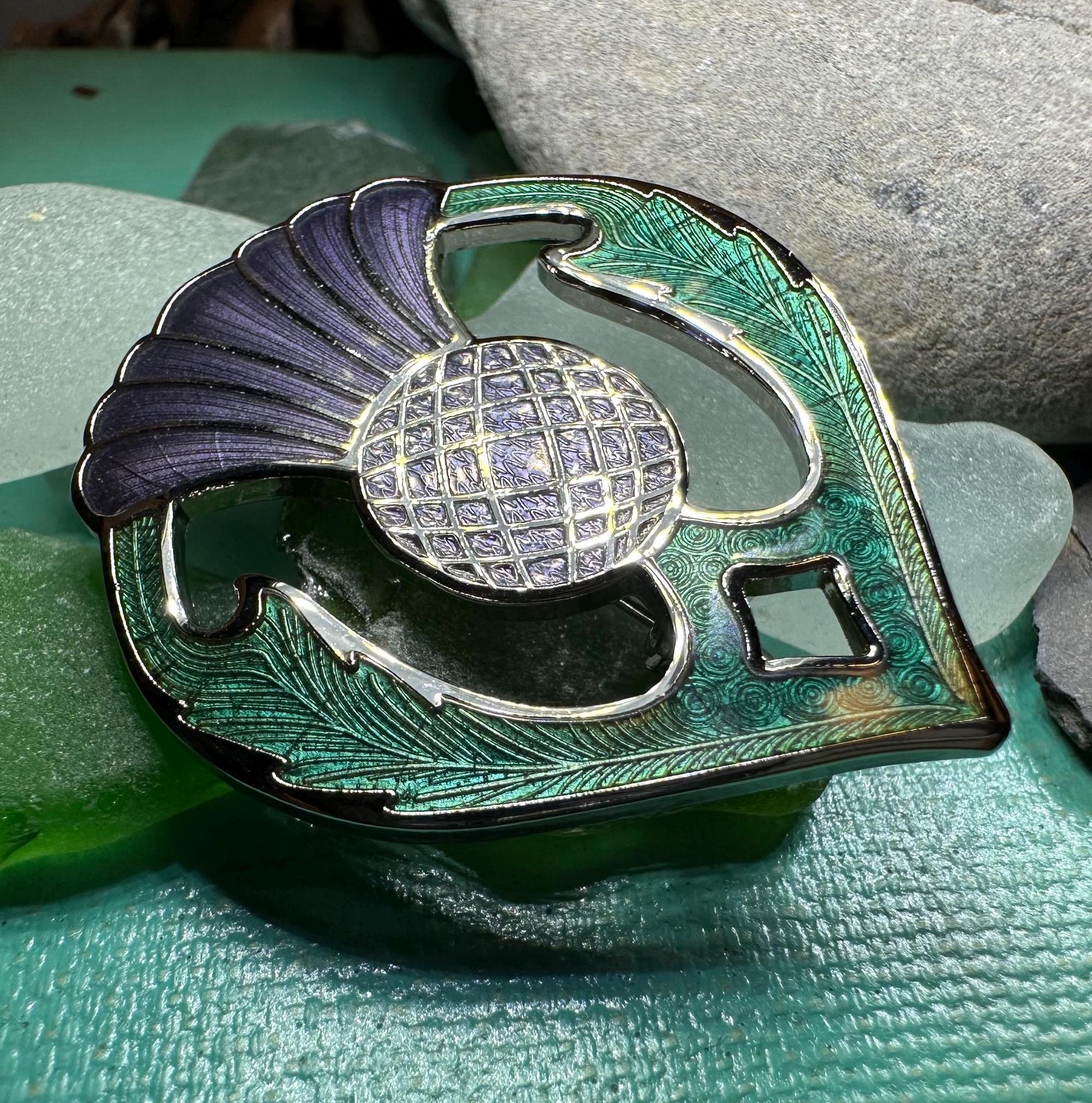 Thistle Brooch, Celtic Jewelry, Scottish Jewelry, Scotland Jewelry, Thistle Gift, Outlander Brooch, Enamel Jewelry, Celtic Pin, Wife Gift