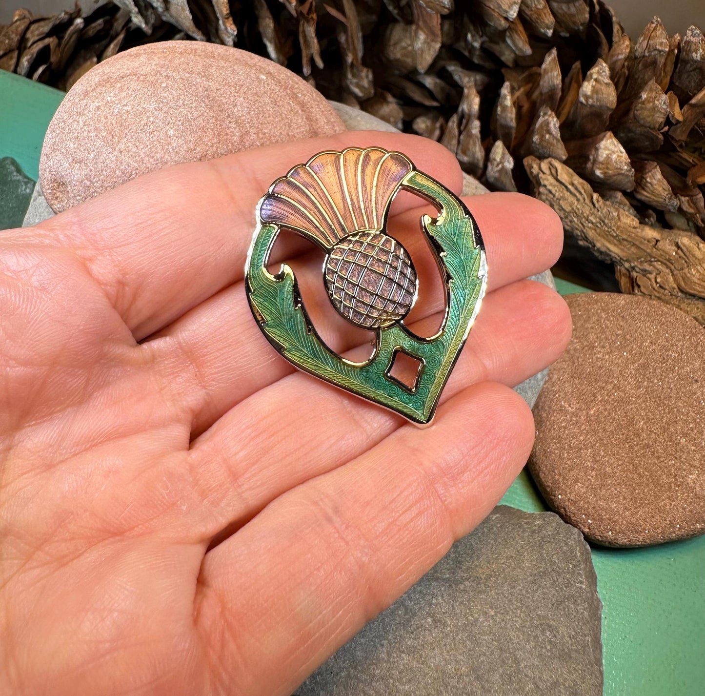 Thistle Brooch, Celtic Jewelry, Scottish Jewelry, Scotland Jewelry, Thistle Gift, Outlander Brooch, Enamel Jewelry, Celtic Pin, Wife Gift