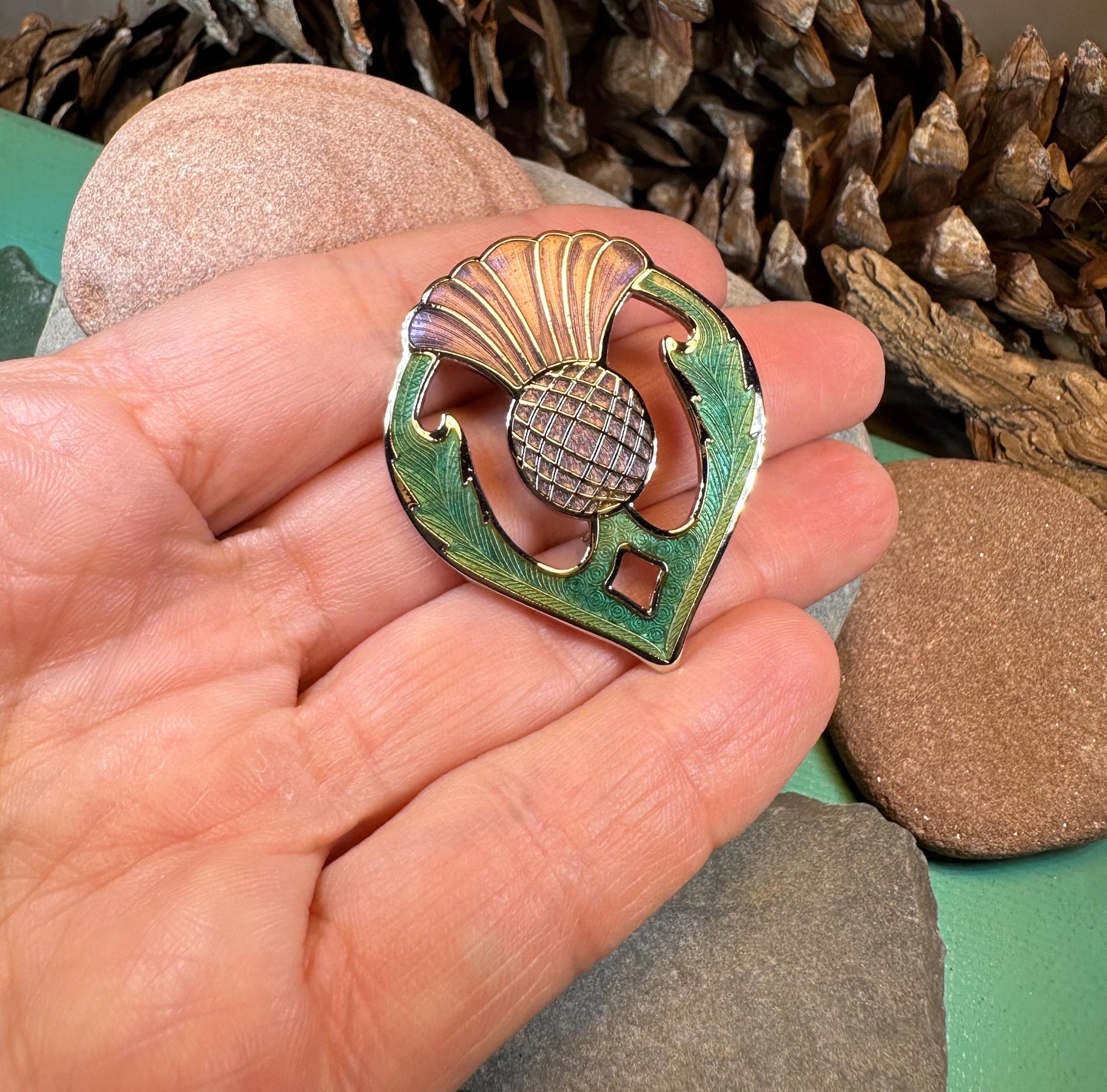 Thistle Brooch, Celtic Jewelry, Scottish Jewelry, Scotland Jewelry, Thistle Gift, Outlander Brooch, Enamel Jewelry, Celtic Pin, Wife Gift