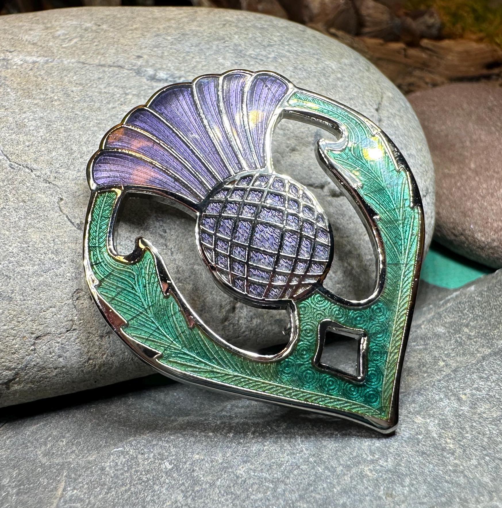 Thistle Brooch, Celtic Jewelry, Scottish Jewelry, Scotland Jewelry, Thistle Gift, Outlander Brooch, Enamel Jewelry, Celtic Pin, Wife Gift