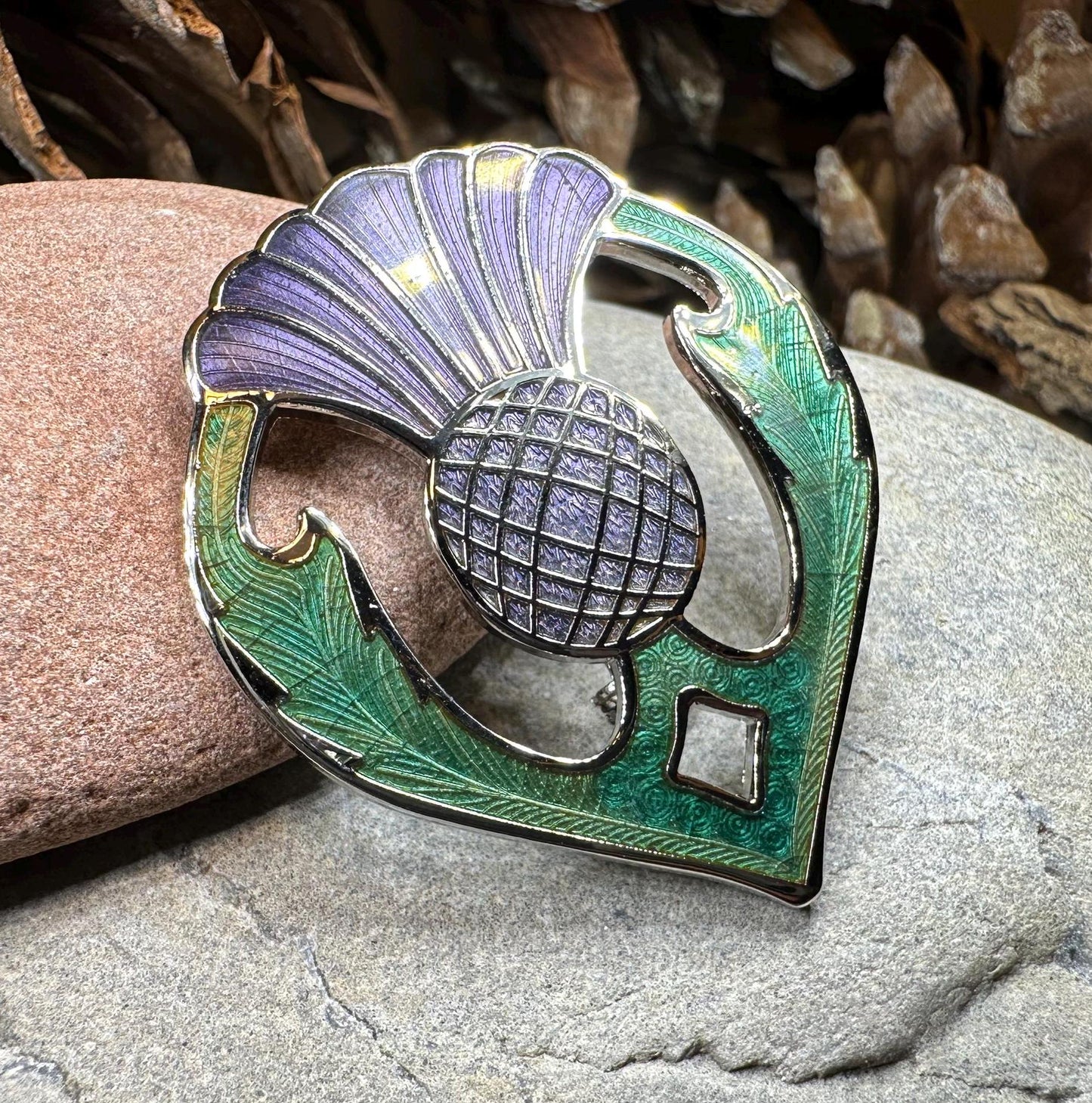 Thistle Brooch, Celtic Jewelry, Scottish Jewelry, Scotland Jewelry, Thistle Gift, Outlander Brooch, Enamel Jewelry, Celtic Pin, Wife Gift