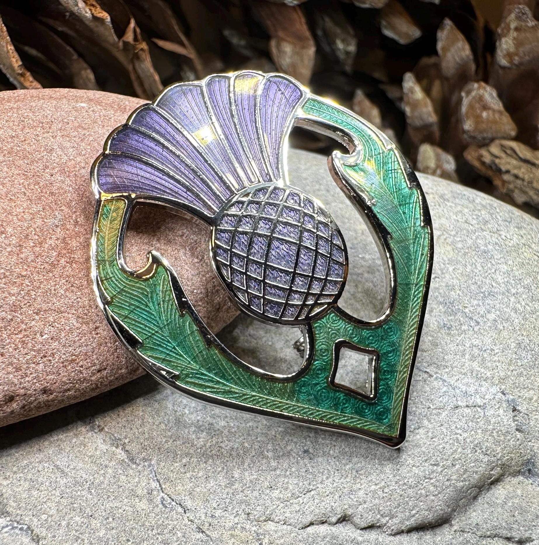 Thistle Brooch, Celtic Jewelry, Scottish Jewelry, Scotland Jewelry, Thistle Gift, Outlander Brooch, Enamel Jewelry, Celtic Pin, Wife Gift