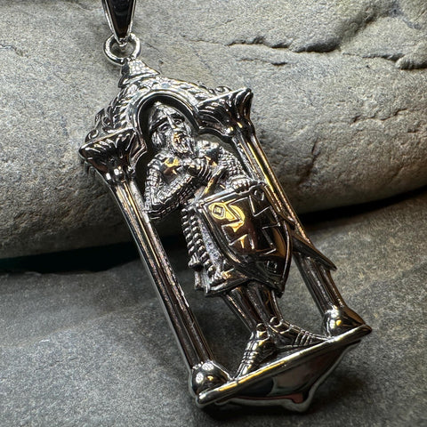 Load image into Gallery viewer, Templar Knight Necklace, Medieval Jewelry, Templar Cross Pendant, Men's Pendant, Spiritual Jewelry, Celtic Jewelry, Soldier of Christ
