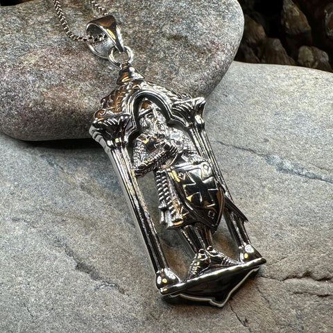 Load image into Gallery viewer, Templar Knight Necklace, Medieval Jewelry, Templar Cross Pendant, Men's Pendant, Spiritual Jewelry, Celtic Jewelry, Soldier of Christ

