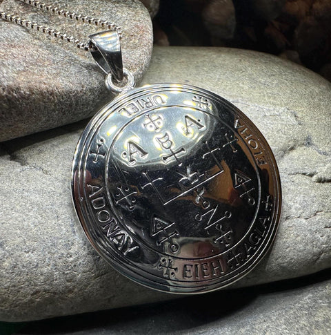 Load image into Gallery viewer, Archangel Uriel Sigil Pendant, Angel Necklace, Spiritual Jewelry, Kabbalah Necklace, Guardian Angel Seal, Recovery Gift, Protection Charm
