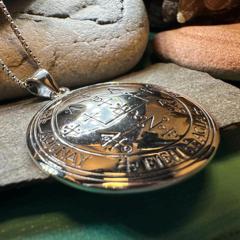 Load image into Gallery viewer, Archangel Uriel Sigil Pendant, Angel Necklace, Spiritual Jewelry, Kabbalah Necklace, Guardian Angel Seal, Recovery Gift, Protection Charm
