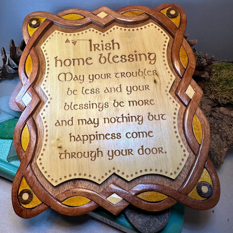 Load image into Gallery viewer, Irish Home Blessing Wall Art, Ireland Gift, Wooden Wall Plaque, New Home Gift, House Warming Gift, Irish Prayer, Irish Decor, Good Luck

