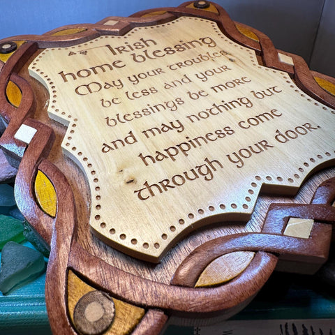 Load image into Gallery viewer, Irish Home Blessing Wall Art, Ireland Gift, Wooden Wall Plaque, New Home Gift, House Warming Gift, Irish Prayer, Irish Decor, Good Luck
