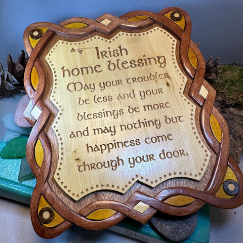 Load image into Gallery viewer, Irish Home Blessing Wall Art, Ireland Gift, Wooden Wall Plaque, New Home Gift, House Warming Gift, Irish Prayer, Irish Decor, Good Luck
