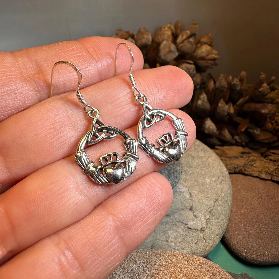 Claddagh Trinity Knot Earrings in Sterling Silver