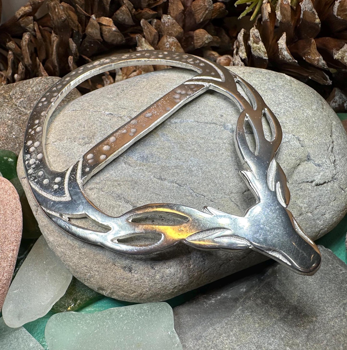 Pewter Stag Scarf Ring - Handmade in Scotland
