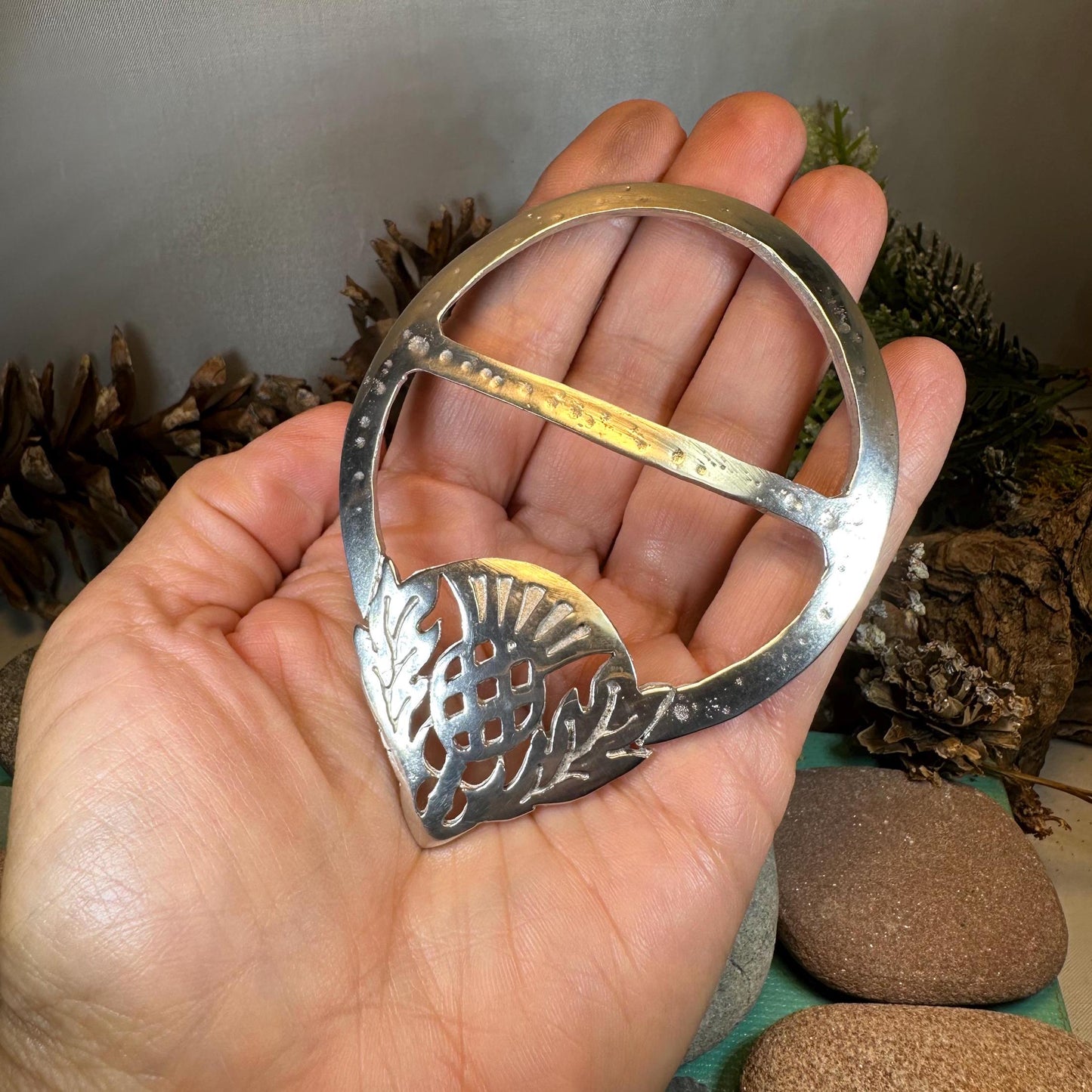 Celtic Thistle Scarf Ring - Handmade in Scotland — view 6