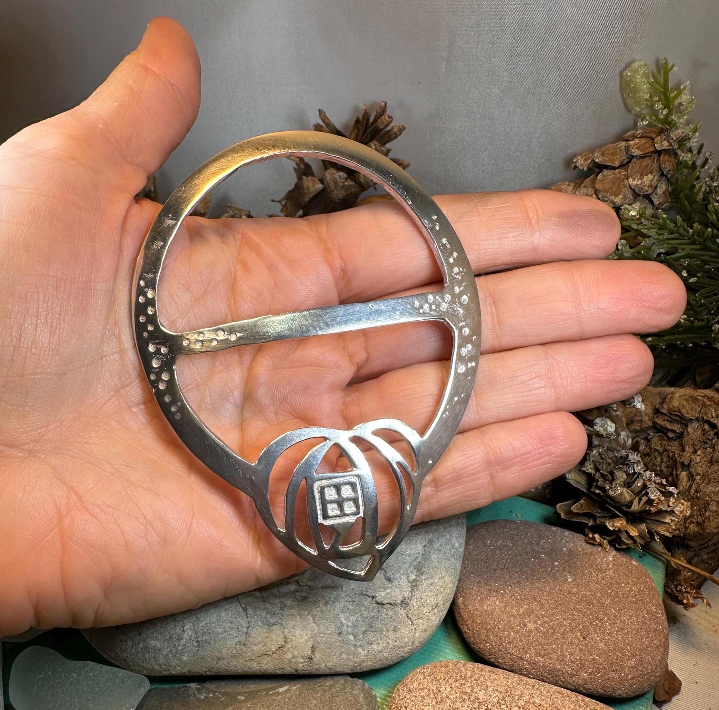 Celtic Mackintosh Heart Scarf Ring - Handmade in Scotland — view 3