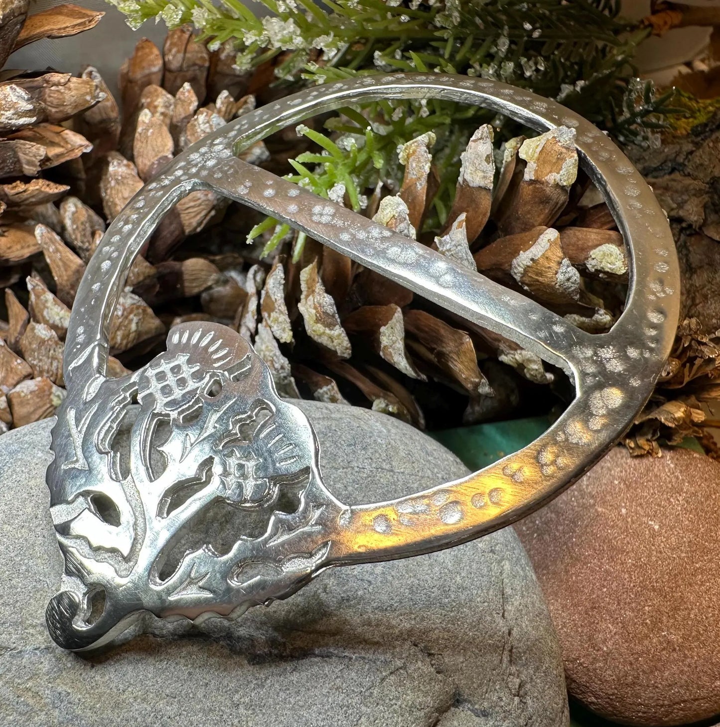 Double Thistle Scarf Ring - Handmade in Scotland — view 5