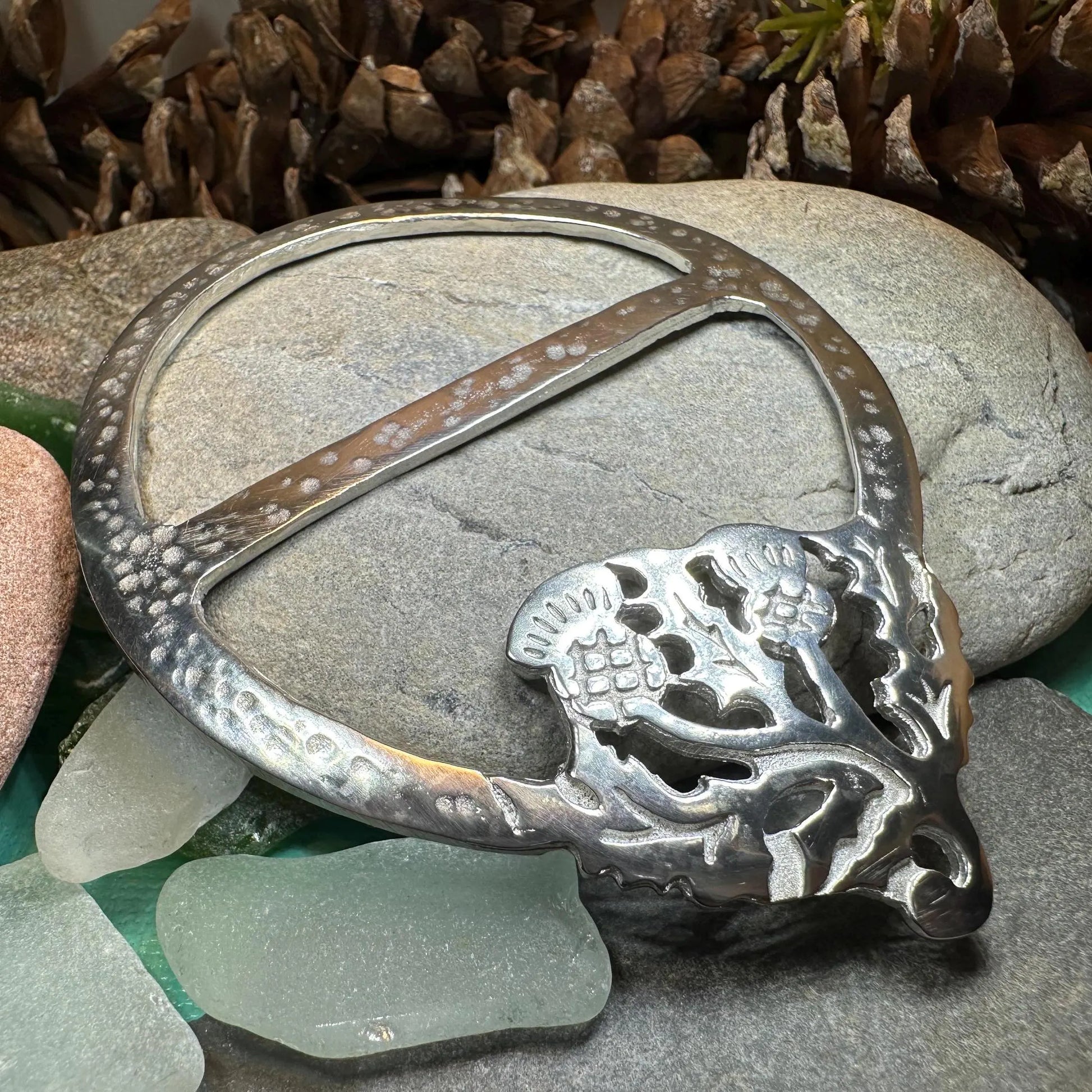 Double Thistle Scarf Ring - Handmade in Scotland — view 3