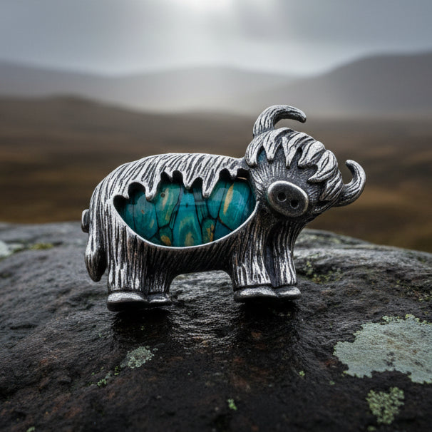 Heathergems Highland Cow Brooch - Handmade in Scotland