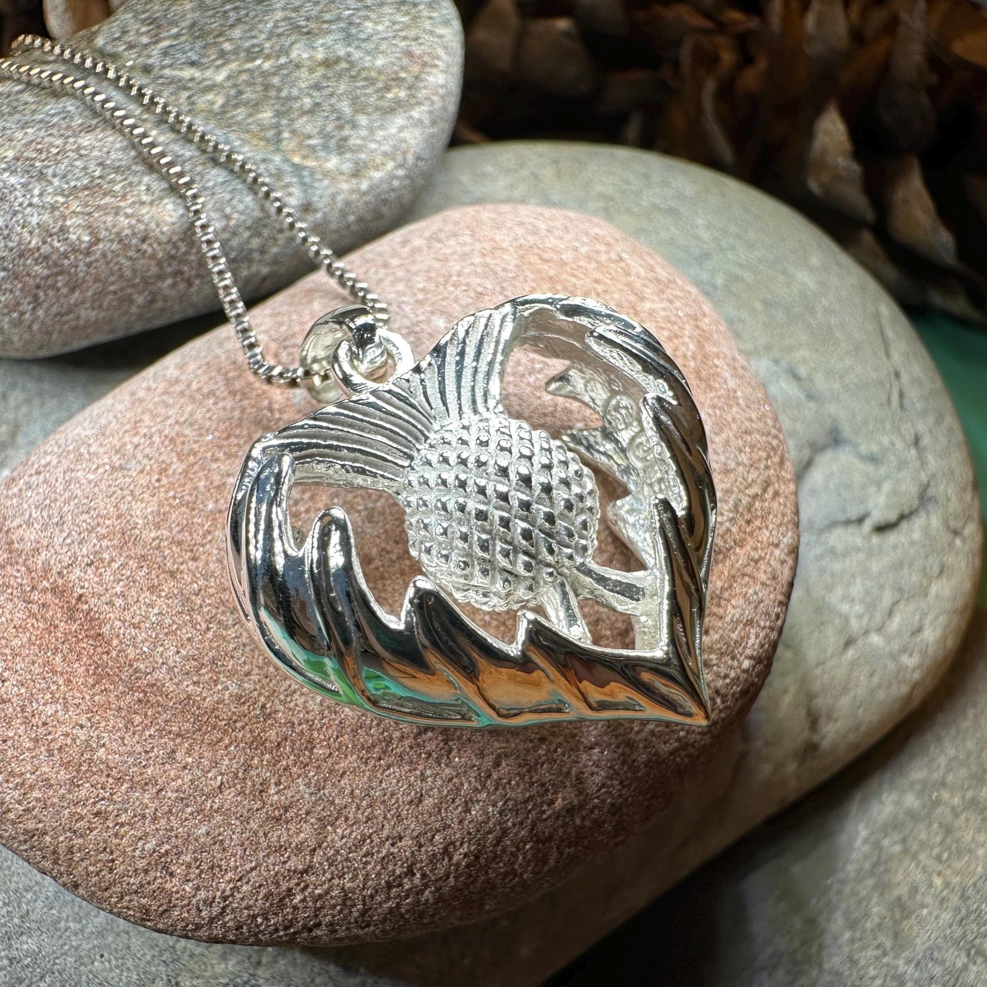 Thistle Necklace, Scottish Pendant, Silver Scotland Jewelry, Outlander Jewelry, Wife Gift, Friendship Gift, Nature Jewelry, Anniversary Gift