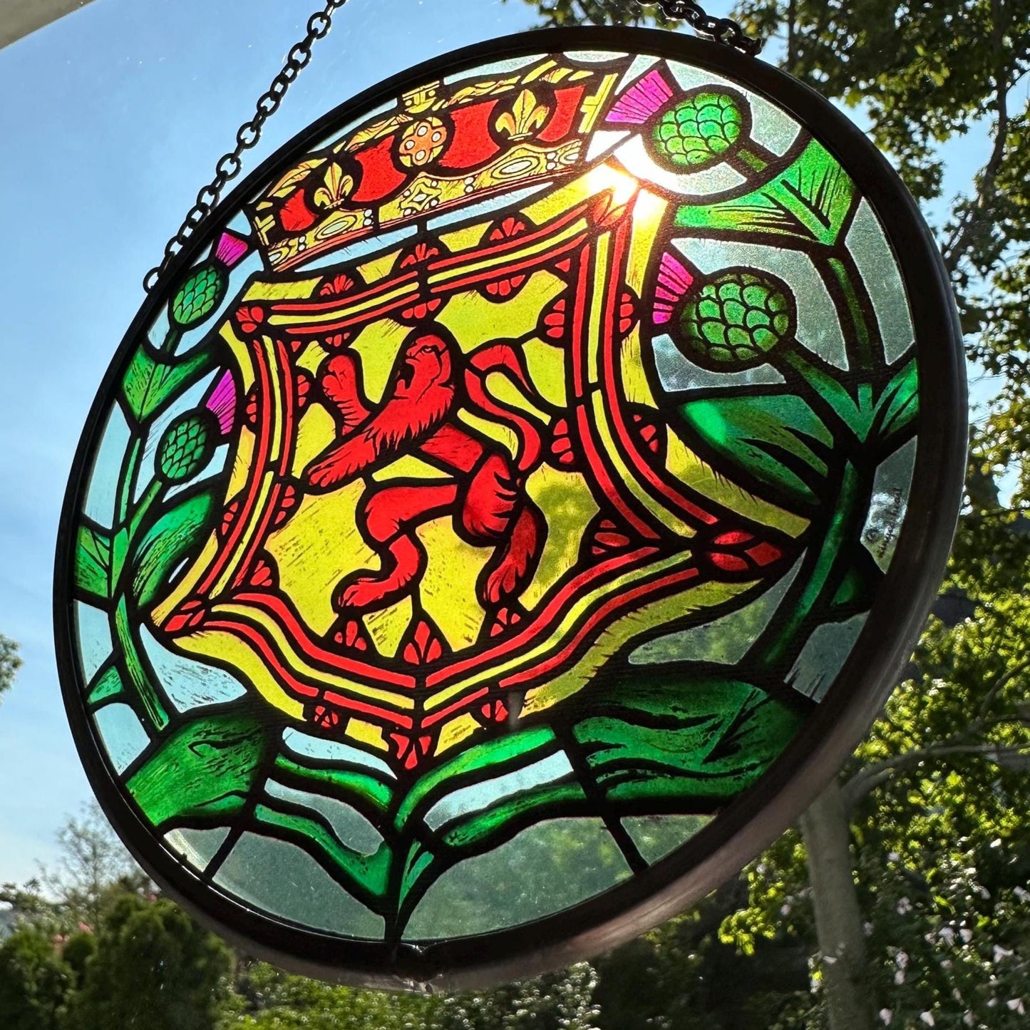 Old Town Scottish Lion Suncatcher in stained glass