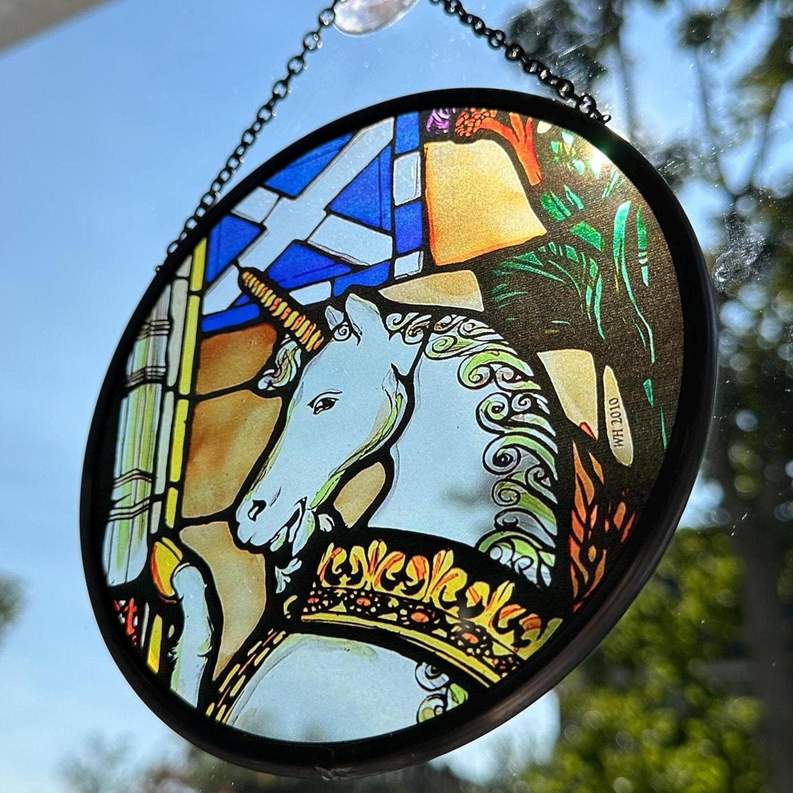 St. Giles Cathedral Scottish Unicorn Suncatcher in stained glass