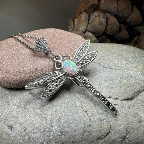 Load image into Gallery viewer, Opal Dragonfly Necklace
