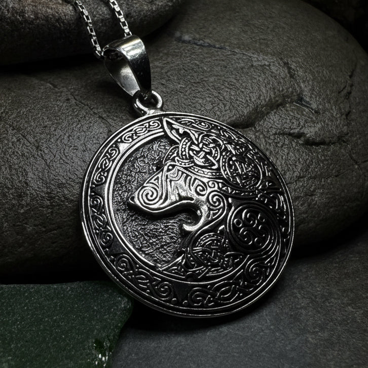 Wolf Necklace, Celtic Jewelry, Norse Pendant, Pagan Viking Jewelry, Celtic Knot Jewelry, Animal Jewelry, Direwolf Jewelry, Forest Animal