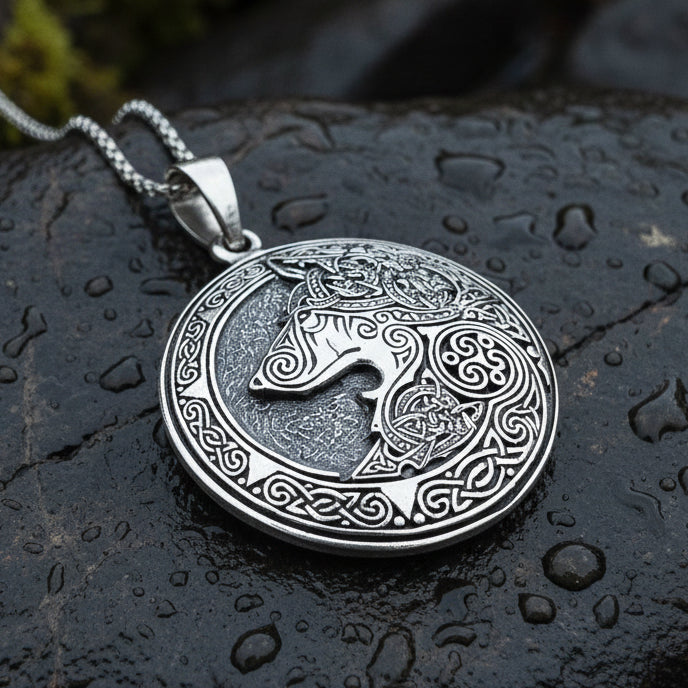 Wolf Necklace, Celtic Jewelry, Norse Pendant, Pagan Viking Jewelry, Celtic Knot Jewelry, Animal Jewelry, Direwolf Jewelry, Forest Animal