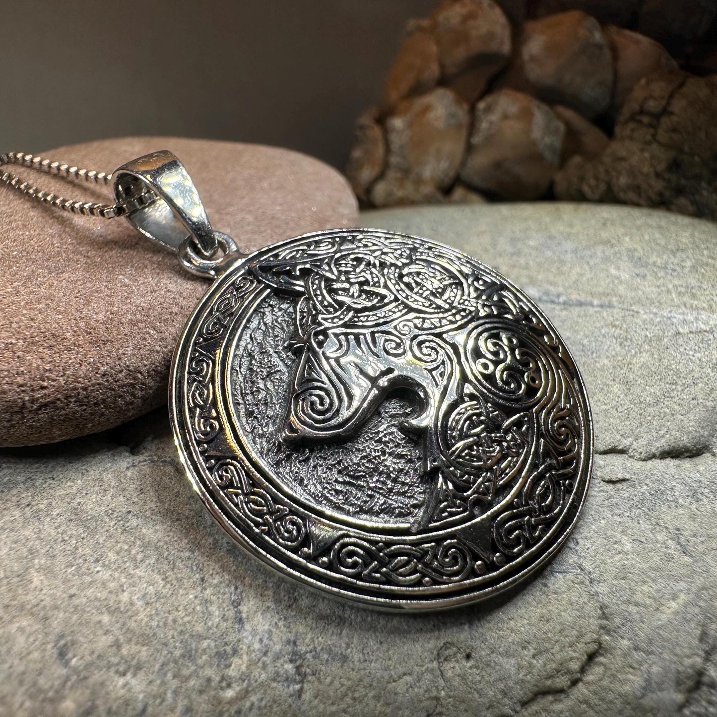 Wolf Necklace, Celtic Jewelry, Norse Pendant, Pagan Viking Jewelry, Celtic Knot Jewelry, Animal Jewelry, Direwolf Jewelry, Forest Animal