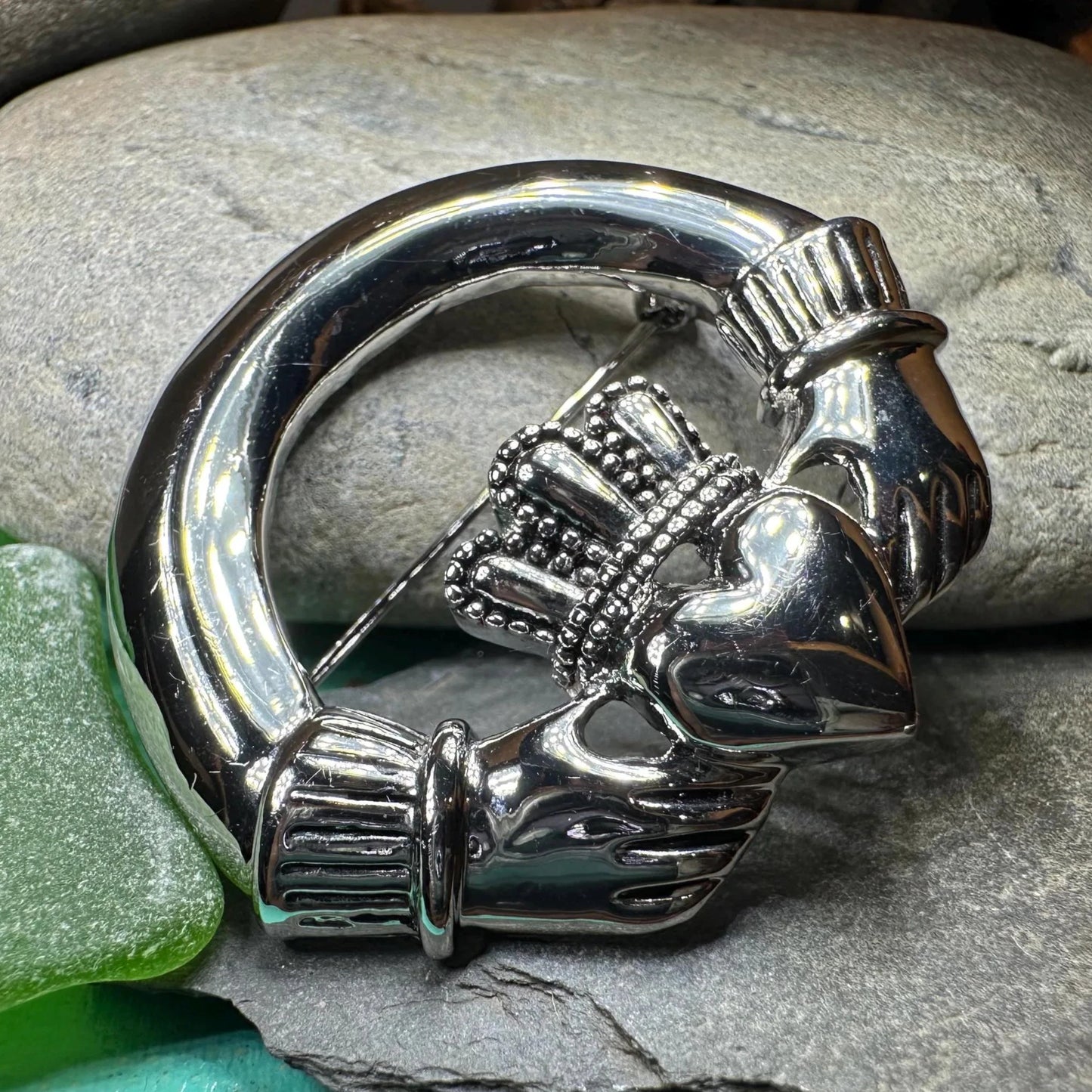 Emblem Pewter Irish Claddagh Brooch