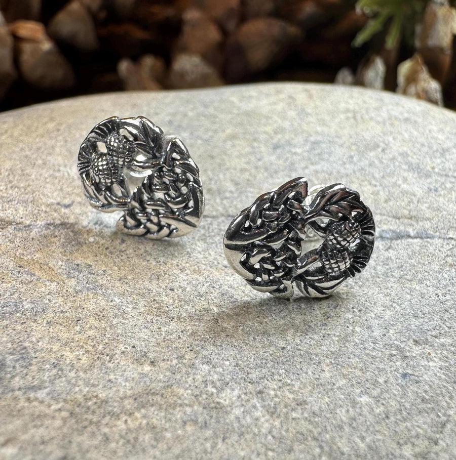 Thistle Earrings, Flower Jewelry, Scotland Jewelry, Celtic Jewelry, Graduation Gift, Anniversary Gift, Silver Stud Earrings, Post Earrings