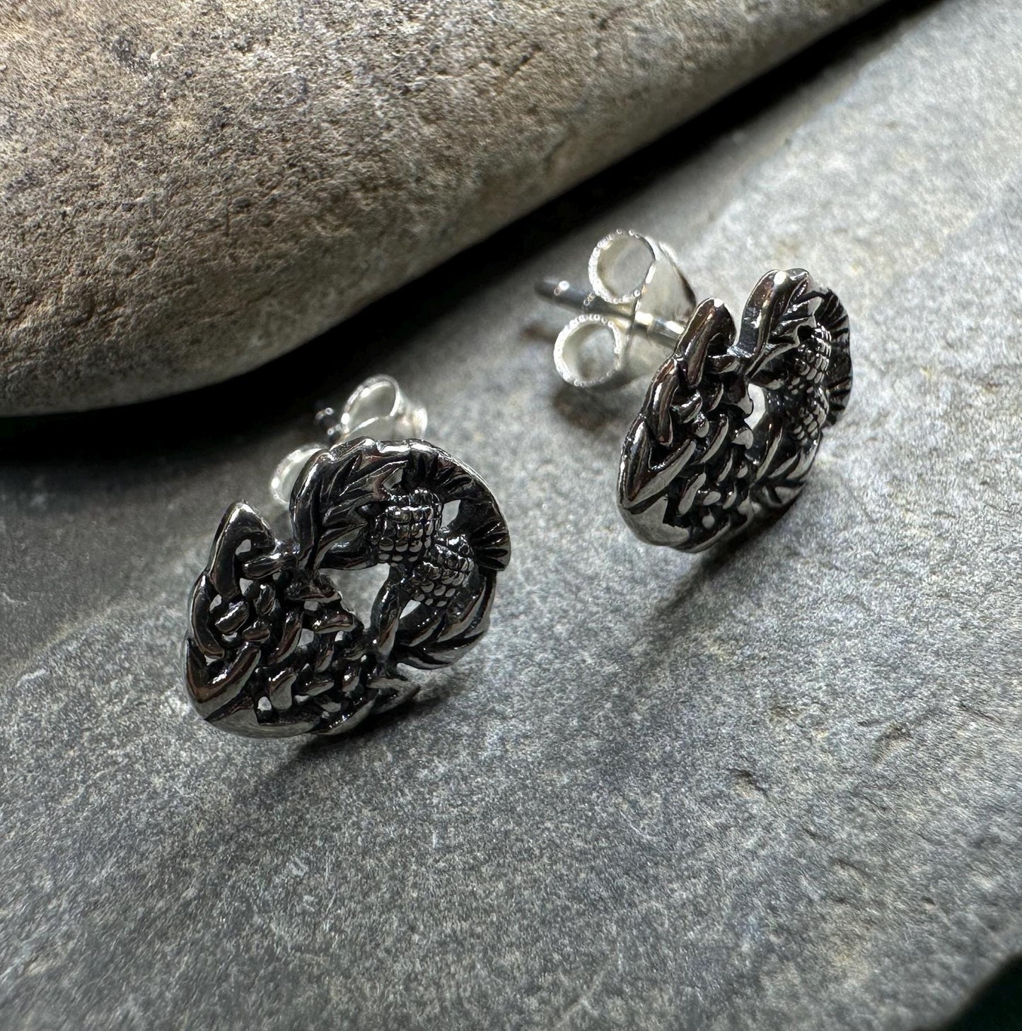 Thistle Earrings, Flower Jewelry, Scotland Jewelry, Celtic Jewelry, Graduation Gift, Anniversary Gift, Silver Stud Earrings, Post Earrings